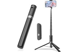 TONEOF 152cm Palo Selfie Tripode para Movil，tripode movil Extensible Rotacion Trípode Teléfono Flexible con Inalámbrico con Control Remoto,Compatible con iPhone/Android -Negro Gris