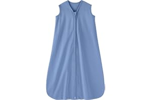 FIEMOL Saco de Dormir para Bebé, 0.5 Tog Saco de Dormir de Algodón para Recién Nacido Azul Sólido