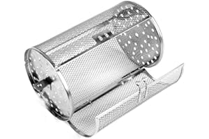 BOXWIZARD Bratkorb Edelstahl Ofen Korb Elektrischer Backblech Grill Rotierende Trommel Luft Fritteuse Zubehör Rotisserie Drehkorb für Backofen Braten Backnüsse Kaffeebohnen Erdnuss BBQ Grillröster(Silber)