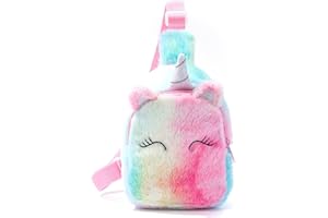 BTHRORO Licorne Sac Banane pour Filles, Petit Sac de Poitrine Peluche Sac Banane de Sport Sling Bag Crossbody Bag pour Voyage en Plein Air Randonnée