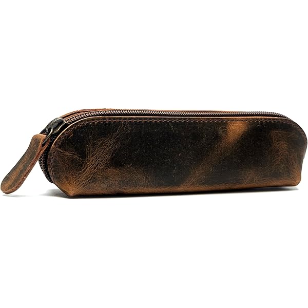 Estuche De Piel Con Forma De S, Estilo Vintage, Estuche Para Lápices, Estuche Para Lápices, Estuche De Piel, Con Cremallera Para Escuela, Trabajo, Oficina