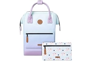 CABAÏA CABAIA - Sac à Dos Adventurer Mykonos - Medium 18L - Déperlant - Compartiment Ordinateur Portable 13" - 2 Poches - Certifié Vegan - Sac Voyage, Affaires, École pour Homme et Femme - Bleu/blanc