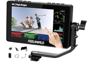 FEELWORLD F5 Prox 5,5 cala Field Monitor High Bright 1600 Nit 4K 1920 x 1080 DSLR HDMI Touch Scree Camera IPS FHD Video Assist 5 V Type-C Input Include Tilt Arm (F5 Pro 5" z baterią)