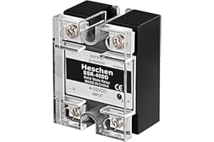 Heschen Relais statique monophasé DC/DC, SSR-40DD, entrée 4-32VDC, sortie 24-220VDC, 40A 50-60Hz
