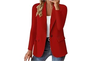 GÉNÉRIQUE Blazers Femme Chic et Élégant Veste Blazer Couleur Unie Bouton Grandes Tailles Manches Longues Classique pour Bureau Travail Soirées Décontractées Tailleur Femme Slim Fit Automne Hiver Blazer