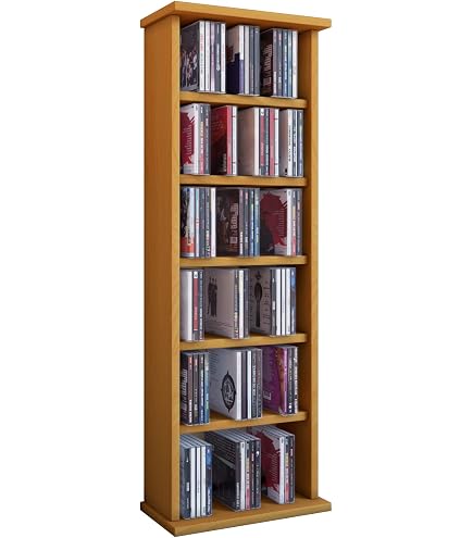 HOMCOM 2-tlg. CD-/Medienregal Mit Verstellbaren Böden & Kippschutz - Naturholz