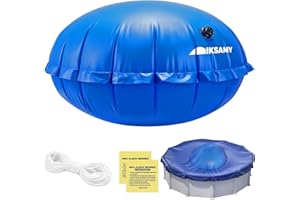 IKSAMY Cojín de piscina de invierno, redondo, 120 x 120 cm, XXL, redondo, con válvula de seguridad, incluye kit de reparación