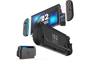 MoKo Dockable Cover für Nintendo Switch 2 (2025), Schutzhülle für Switch 2 mit Quick-Release Joy-Con Design, TPU-Rahmen & PC-Rückseite, Stoßfest und Kratzfest, Schwarz