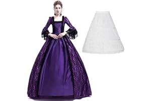 CAMDOM Vestidos Victorianos para Mujer,Vestido Vintage para Baile de Máscaras,Medieval Gótico Lolita Fiesta Vestido de Noche Disfraz de Cosplay Renacentista con Enagua