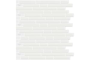 ‎LONGKING LONGKING 10 Stück Selbstklebende Fliesen Küche und Bad, 30x30cm, Selbstklebende Fliesenaufkleber, Wandfliesen Selbstklebend Bad, Weiß