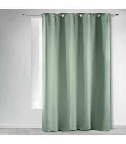 Tenda Douceur D'Intérieur Con Occhielli 140x280 Cm – Colore Salvia, Poliestere, 8 Occhielli, Lavabile In Lavatrice, Facile Da Installare