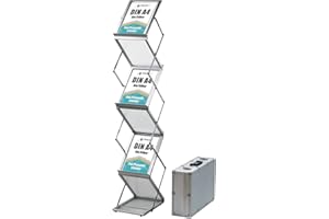 DisplayLager - Prospektständer, Faltbar Inkl. Tragekoffer aus Alu. Bodenprospektständer Hochformat Falt-Prospektständer (Silber, A4)