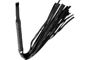 Diffaxy Frusta Nera da 48 cm, Frusta da Equitazione con Impugnatura in Pelle, Adatta per spettacoli equestri, addestramento Cavalli, spettacoli teatrali e Giochi di Ruolo