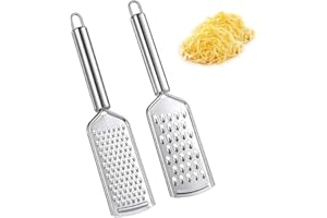 YODJEW 2PCS Kitchen Grater, Cheese Grater Fine Grater with Handle Stainless Steel Blade for Chocolate, Cheese, Carrot, Ginger, Coconut, Nuts