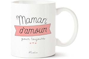 Manahia Mug Cadeau Maman Tasse Personnalisée - Maman d'amour - Avec Boite Kraft - Imprimé en France - 330 mL, Céramique - Future Maman - Noël, Anniversaire Maman - Fête Des Mères