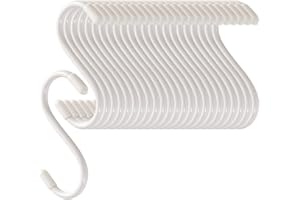 Cozihom S-Haken, 7,6 cm, strapazierfähig, vinylbeschichtet, gummierte S-Haken, extra dick, rutschfest, Metall, S-Aufhänger für Schrank, Garten, Garage, Küche, zum Aufhängen, Weiß, 24 Stück