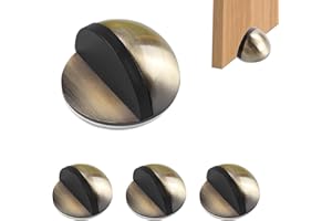 TECDW 4 Pièces Arrêts de Portes, Butées de Porte Adhésif en Acier Inoxydable, Butee de Porte avec Pare-Chocs en Caoutchouc, Butoir de Porte Sol Adhésive pour Protéger Murs, Portes et Meubles (Bronze)