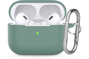 Watruer per AirPods Pro 2 Custodia, Morbida Pelle in Silicone Custodia Protettiva Antiurto con Portachiavi per New Apple Airpods Pro 2nd Gen Case 2022 [LED Anteriore Visibile] - Verde Pino