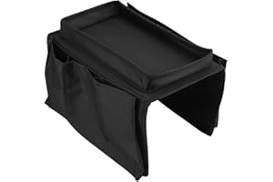 Wifehelper Divano Divano Sedia Bracciolo Caddy Organizzatore TV Appeso Telecomando Titolari di Stoccaggio Organizzatore Sacchetto di Immagazzinaggio Divano con Porta Tazze Vassoio(Nero)