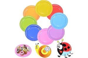 Amebleak Platos de Papel Fiesta, 80 Piezas Platos Desechable, 7inch Platos Carton, DIY Color Platos Desechables Cumpleaños, Para Cumpleaños, Bodas, Fiestas, Picnic (A)