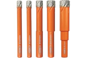 Dry Diamond Drill Bit Set,BGTEC 5pcs 6mm 6mm 8mm 10mm 12mm Hole Saw for Granite,Marble,Masonry, Concrete, Tile/Ceramic, Glass, Hard Plastic,Vacuum Brazed Diamond Core Drill Bit Kit