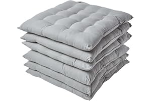 GREATOYAR Cojin para Silla, Cojín Decorativo con Correas de Sujeción, Cojin Cuadrado de Imitación de Lino, Decoración de Jardín Casa Terraza, Fabricado en España, 40x40x5cm, 4 Unidades, Gris