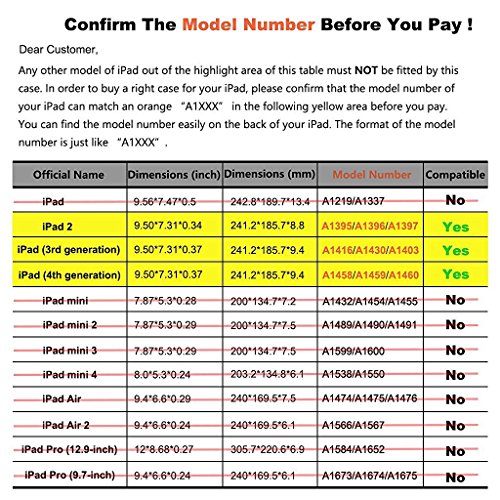 iPad Hülle, iPad 2/3/4 Schutzhülle, für Apple iPad 2, iPad 3, iPad 4 Fashion PU Leder KRONE Design Bling Schutz Smart Ständer Schutzhülle mit Auto Wake/Sleep schwarz schwarz - 2