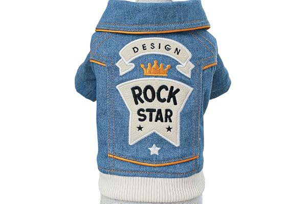 KUTKUT Dog Jeans Jacket Cool Blue Denim T-Shirt, Comfort and Cool Apparel, Classic Denim Tank Top Lapel Vest Dog Shirt Puppy Costume for Small Dogs & Cats (Size: M, Adjustable Chest: 40cm - 44cm)