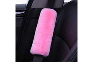 Crazy Bean 2pcs Seat Belt Pading Plush Comfort Harness Car Seat Belt Pads Soft Faux Fur Seat Belt Shoulder Pads Travel Cushion Seat Belt Covers for Adults and Kids Pink
