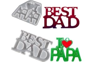 HyzaPhix 2PCS Stampi Silicone Festa Del Papà, Stampo Portachiavi Per Resina Epossidica Miglior Papà, Stampini BEST DAD per Creazione Gioielli Fai Da Te Regalo (Papà)