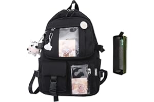 ACNCN Kawaii Backpack with Kawaii Pin and Accessories, Canvas Backpacks, Cute Kawaii Backpack Large Capacity Japanese School Bag JK Anime Shoulder Bag