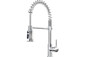 ZHZIRO Kitchen Sink Mixer Tap with 360° Swivel Pull Down Sprayer Commercial Single Handle Tap Cold and Hot 3-Modes Spray with Standard Fittings Chrome