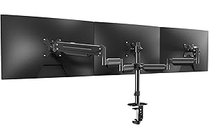 suptek Support Triple Écran, Bras Moniteur Réglage des Ressorts à Gaz pour 3 Ecrans de 17 à 32 Pouces avec Inclinaison, Pivot, Chaque Bras Supporte 10 kg, VESA 75/100mm,Management des Câbles (MD8003)