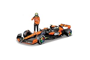 Bburago F1 Formula 1 MCLAREN MCL38 (2024) WITH DRIVER FIGURE- NORRIS - 1:24 Scale - Incredibly Detailed Die-Cast Replica Collectible Race Car Model
