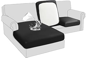 BXFUL Sofa Sitzkissenbezüge wasserdichte Leder Sofakissenbezüge Sofa Kissenbezüge Stretch Rückenlehnen Kissenbezug Couch Sofa Sitzbezug (2-Sitzer,Schwarz)