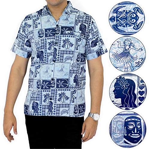 LA LEELA Shirt camisa hawaiana Hombre XS - 5XL Manga corta Delante de 
