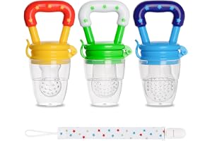 Baby Fruit Feeder JUYOO Weaning Dummies Set Include 3 Pcs Food Feeder Pacifiers with Pacifier Clips Teething Dummy for Babies