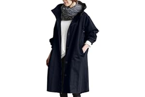 POIUIYQA Trench-coat Coupe Vent Femme Impermeable, Veste Imperméable Mi-Longue Manteau Grande Taille d'Extérieur Camping Randonnée de Sport Printemps Automne Vestes Décontractés Hiver Vestes de Pluie