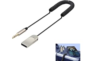 KMUQSHY Ricevitore Bluetooth 5.4 per Auto con Jack 3.5mm, Adattatore AUX Bluetooth USB con Microfono, Audio Wireless per Auto, Vivavoce per Chiamate, Altoparlanti Stereo, Cuffie, Cavo Estensibile, Universale