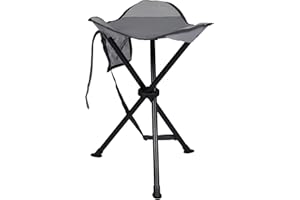 Portal Klapphocker Faltbar mit Seitentasche Dreibeinhocker Ultraleicht Tragbarer Angelstuhl 53.3cm Hoch 102KG Belastbar Campinghocker mit Seitentasche für Angeln Camping Wandern Grau