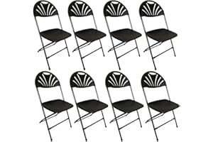 Durabull Fan Back Plastic Folding Chair -Pack of 8. Indoor & Outdoor Use. For Dining, Function, Party, Hospitality, School, Halls, Camping, Event etc. Space Saving. Fold up & Stackable Design.