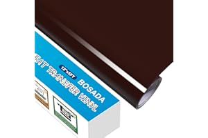 BOSADA Heat Transfer Vinyl 12" x 5ft PU Dark Brown HTV Vinyl Iron on Vinyl for Cricut and DIY T-Shirt Clothing Hats Pillows Fabric