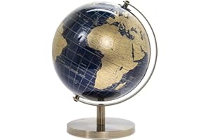 Lesser & Pavey LP44777 - Globo vintage rotante in oro e blu, con supporto in metallo, per scrivania, ufficio, 27 cm