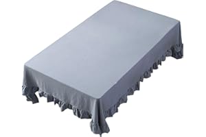rismart Volante Fruncido Lino Manteles Cubrir Mantel por Escritorio Mesa Adorno Azul,100 x 140 cm