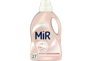 Mir - Lessive Liquide - Lessive White - Main & Machine - Raviveur - Formule Unique 3en1 - Blancs - Fibres - Fraîcheur - Nettoie avec Soin - Anti-Bouloche - Pour tous les Textiles Blancs - 27 Lavages
