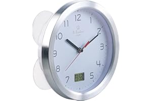 ‎ST. LEONHARD St. Leonhard Funkwanduhr: Badezimmer-Funk-Wanduhr mit Thermo- und Hygrometer, Alu-Rahmen, Weiß (Funk Badezimmer Uhr, Uhr Digital analog, Spiegel)