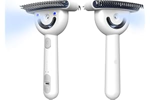 POIIOPY Peine desenredante de doble cara para mascotas y cepillo de vapor con 2 niveles de pulverización, rastrillo extra ancho para desenredar la capa inferior para perros y gatos de pelo largo, nudos