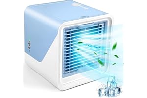 KUCKEE Portable Air Conditioner, Mini Air Conditioner Fan with 3-Level Wind Speeds, USB Desktop Portable Air Conditioner Fan, Small Air Conditioner Evaporative Air Cooler for Bedroom Office