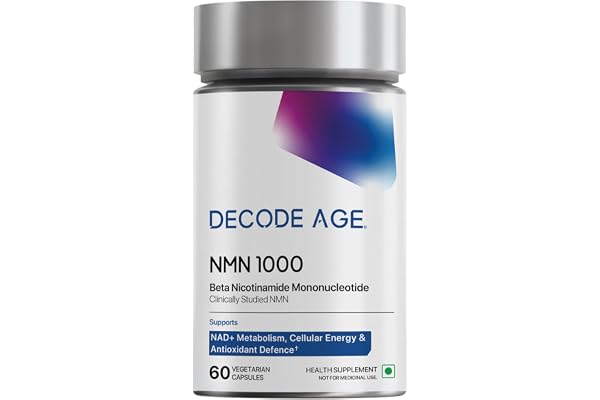 NMN Supplement 1000mg 99% Pure NMN for Anti-Aging, NAD+ Boost & Cellular Energy High Absorption Nicotinamide Mononucleotide Longevity & DNA Repair Support Decode Age