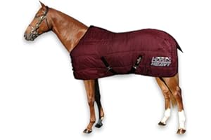Horses, Coperta Invernale Heavy per Cavallo, Imbottita 300 gr, Morbida e Comoda, Ideale per Box, Resistente, Bordi Rinforzati in Nylon, Bordeaux 155 cm